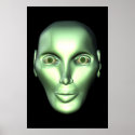 Black 3D Alien Head Extraterrestrial Being Poster posters