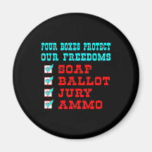 Black 4 Boxes Protect Freedoms Fridge Magnet