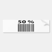 black 50 per cent barcode icon bumper stickers