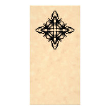 Black Abstract Design on Parchment Effect Pattern Personalized Photo Card