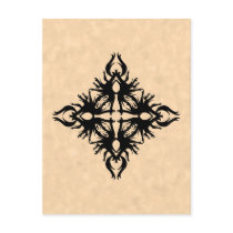 Black Abstract Design on Parchment Effect Pattern Post Card