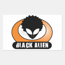 Black Afro Alien Rectangular Sticker