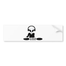 black alien turn tables dj icon bumper sticker
