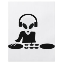 black alien turn tables dj icon personalized flyer