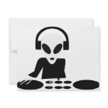 black alien turn tables dj icon invitations