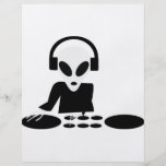 black alien turn tables dj icon personalized flyer