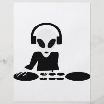 black alien turn tables dj icon personalized flyer