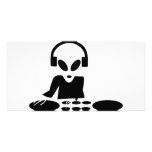 black alien turn tables dj icon photo cards