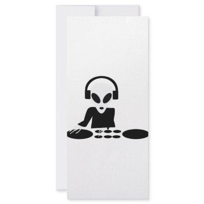 black alien turn tables dj icon rack card design by TomaniacLines