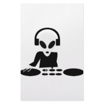 black alien turn tables dj icon custom stationery
