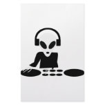 black alien turn tables dj icon stationery