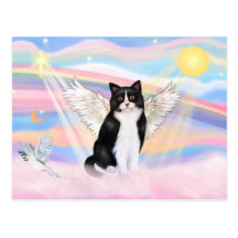 Black &amp; White Cat - Clouds Post Card