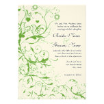 Black and Apple Green Bird Swirl Wedding Invite
