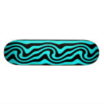 Black and aqua punk wavy stripes skateboard