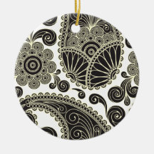 Black and beige paisley ornament