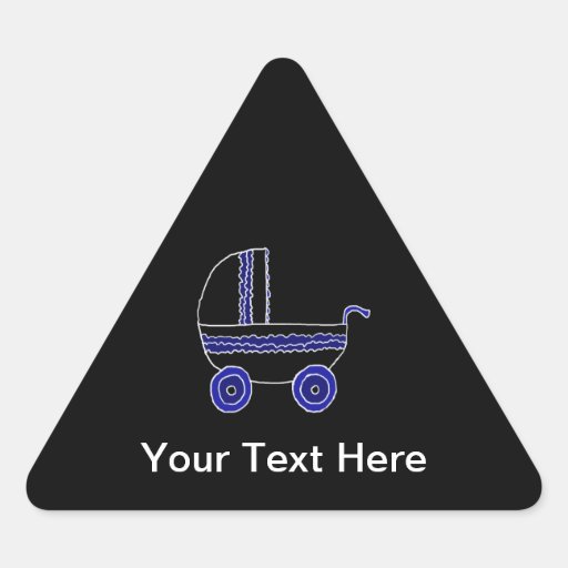 Black and Blue Baby Stroller. Triangle Sticker