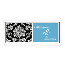 Black and Blue Damask Wedding Invitation