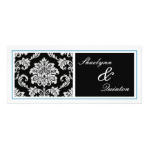 Black and Blue Damask Wedding Invitation