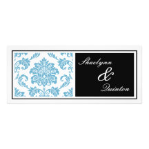 Black and Blue Damask Wedding Invitation
