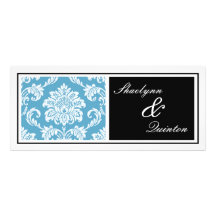 Black and Blue Damask Wedding Invitation
