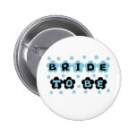 Black and Blue Flowers Bride to Be Button