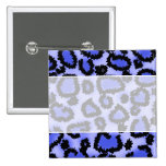 Black and Blue Leopard Print Pattern. Pinback Buttons
