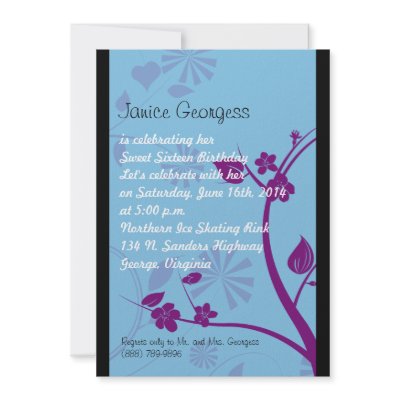 BLACK AND BLUE Sweet Sixteen Invitation by deidamia