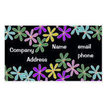 black and bright floral bizcard business card
