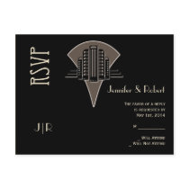 Black and Bronze Art Deco Tower RSVP Postcard