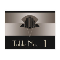 Black and Bronze Art Deco Tower Table Number