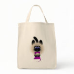 Black And Brown Cat With Dark Purple Tie And Mouse Tote Bags