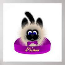 Black And Brown Cat With Dark Purple Tie In A Bed