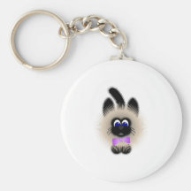 Black And Brown Cat With Pale Purple Tie Key Chain