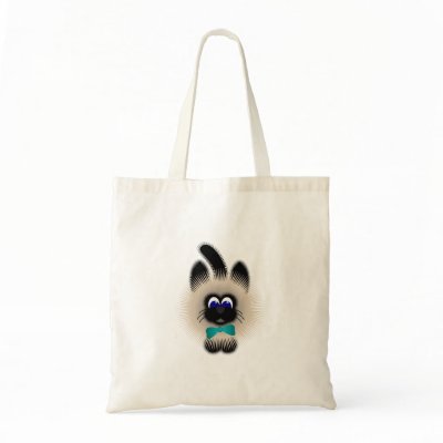 Black And Brown Cat With Teal Tie Canvas Bags by mydeas