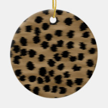 Black and Brown Cheetah Print Pattern. Christmas Ornaments
