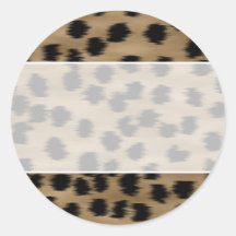 Black and Brown Cheetah Print Pattern. Round Sticker