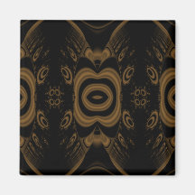 Black and Brown Floral Pattern Design. Refrigerator Magnet