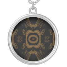 Black and Brown Floral Pattern Design. Custom Necklace