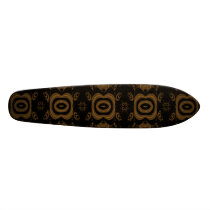 Black and Brown Floral Pattern Design. Skate Board Deck
