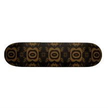 Black and Brown Floral Pattern Design. Custom Skate Board
