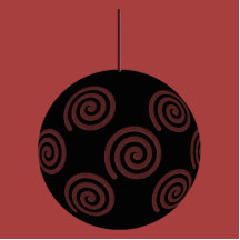 Black and Burgundy Red Christmas Bauble. Cut Out