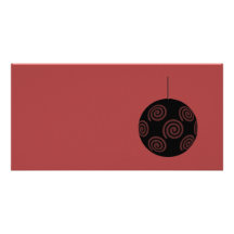 Black and Burgundy Red Christmas Bauble. Photo Card