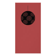 Black and Burgundy Red Christmas Bauble. Personalized Photo Card