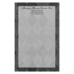 Black and Charcoal Harlequin with Script stationery