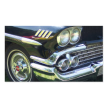 black and chrome classic car front passenger side business card template