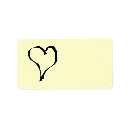 Black and Cream Love Heart Design. Custom Address Labels