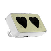 Black and Cream Love Heart Design. PC Speakers