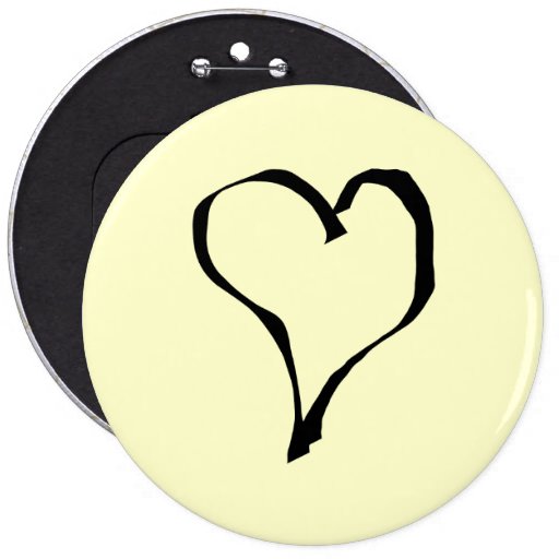 Black and Cream Love Heart Design. Pinback Button