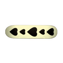 Black and Cream Love Heart Design. Skate Deck