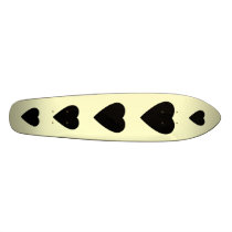 Black and Cream Love Heart Design. Skate Board Deck